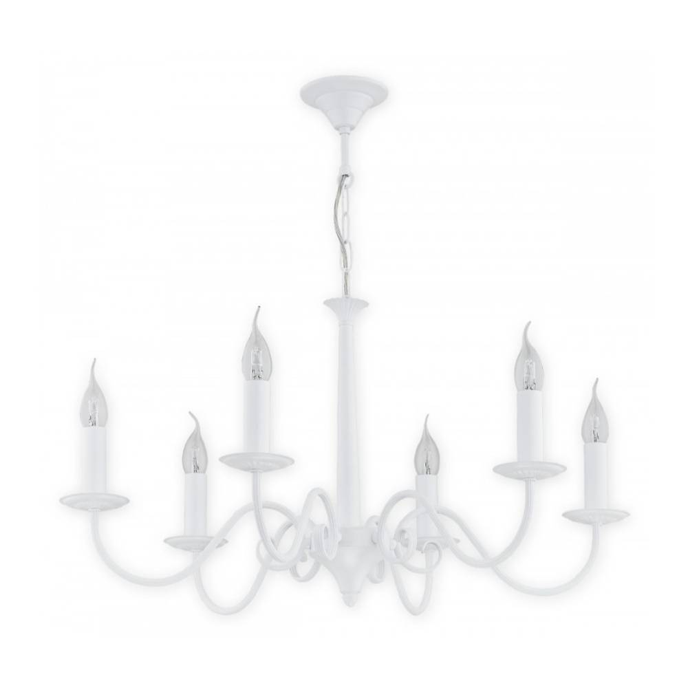 Biała lampa wisząca Asti 6 nad stół do jadalni – klasyczna