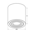 Biały spot natynkowy Rondip do łazienki IP44 - rysunek techniczny