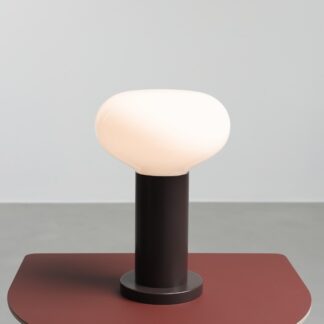 Brązowa lampa stołowa Flo Mokka 19 - na komodę do salonu