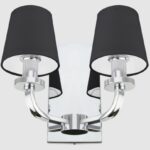 Nowojorski chromowany podwójny kinkiet New York z czarnym abażurem.