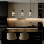 Czarna lampa wisząca Silva nad wyspę do kuchni