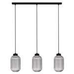 Czarna lampa wisząca Silva nad wyspę - szklane klosze