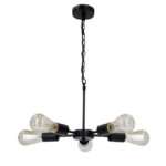 Czarna nowoczesna lampa wisząca Sparta - 5 żarówek