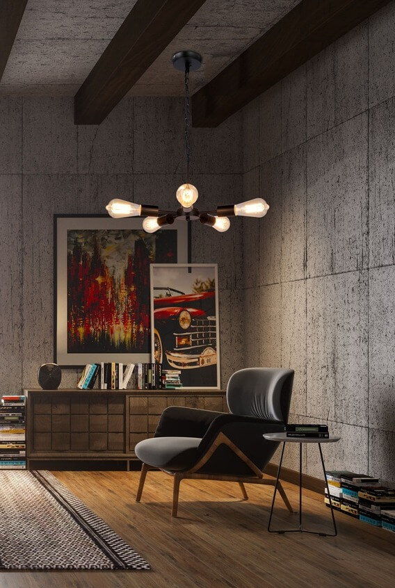 Czarna nowoczesna lampa wisząca Sparta - z regulowanymi ramionami