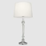 Duża lampa stołowa Charlotte glamour – kryształowa białym abażurem