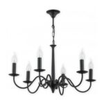 Duży czarny żyrandol Asti 6 do salonu – świecznikowy
