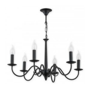 Duży czarny żyrandol Asti 6 do salonu – świecznikowy