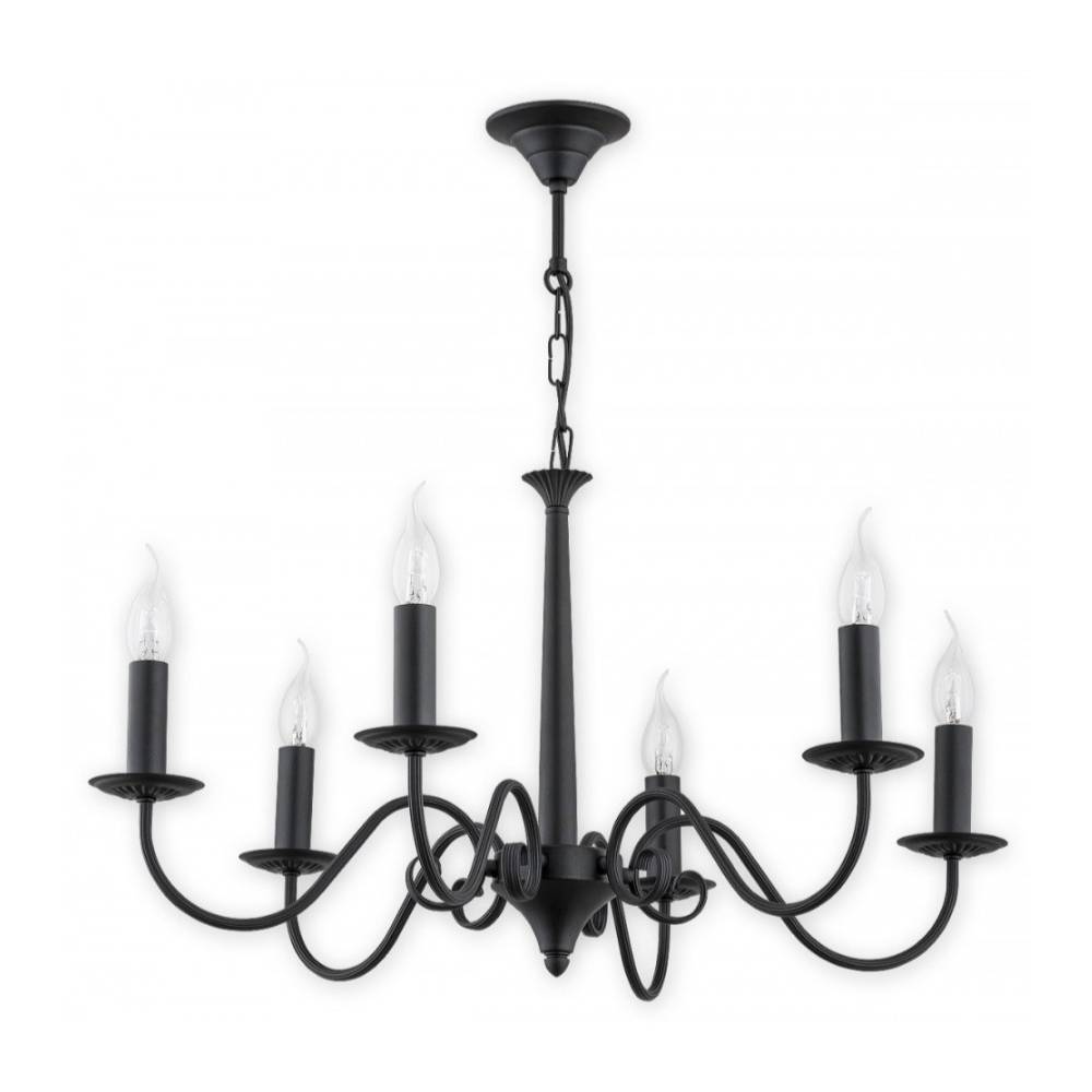 Duży czarny żyrandol Asti 6 do salonu – świecznikowy