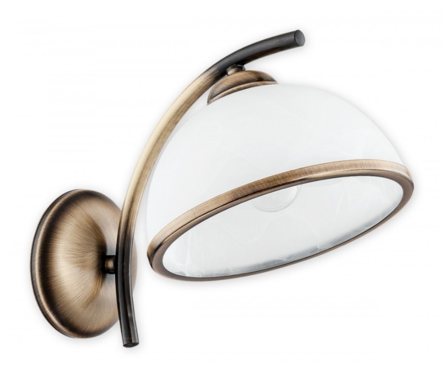 Kinkiet ścienny Altea – patynowa oprawa i klosz alabastrowy