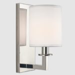 Kinkiet Lille w kolorze niklu z białym abażurem