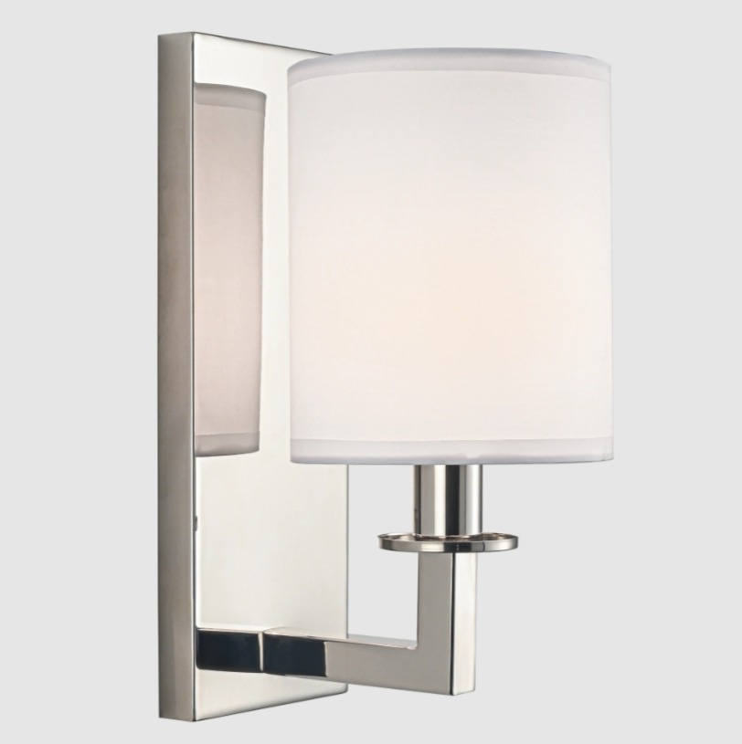 Kinkiet Lille w kolorze niklu z białym abażurem