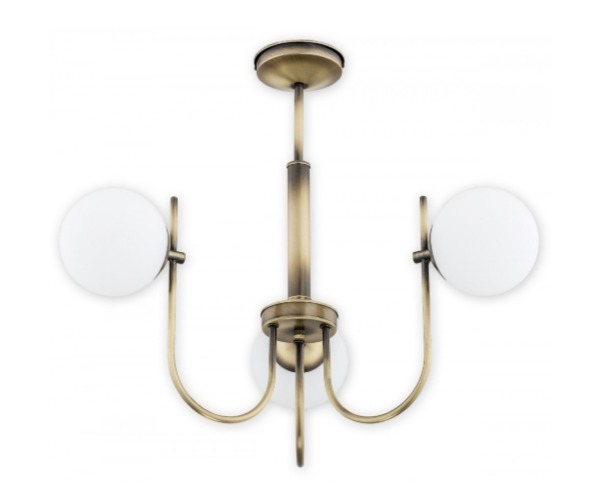 Klasyczny żyrandol Ape 3 patyna - trzy szklane klosze