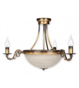 Klasyczny żyrandol Arkadia Plus 5 - mleczny szklany klosz