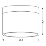 Lampa sufitowa natynkowa Tuba Pro - rysunek techniczny