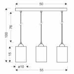 Lampa wisząca Bistro 3 nad wyspę kuchenną – rysunek techniczny