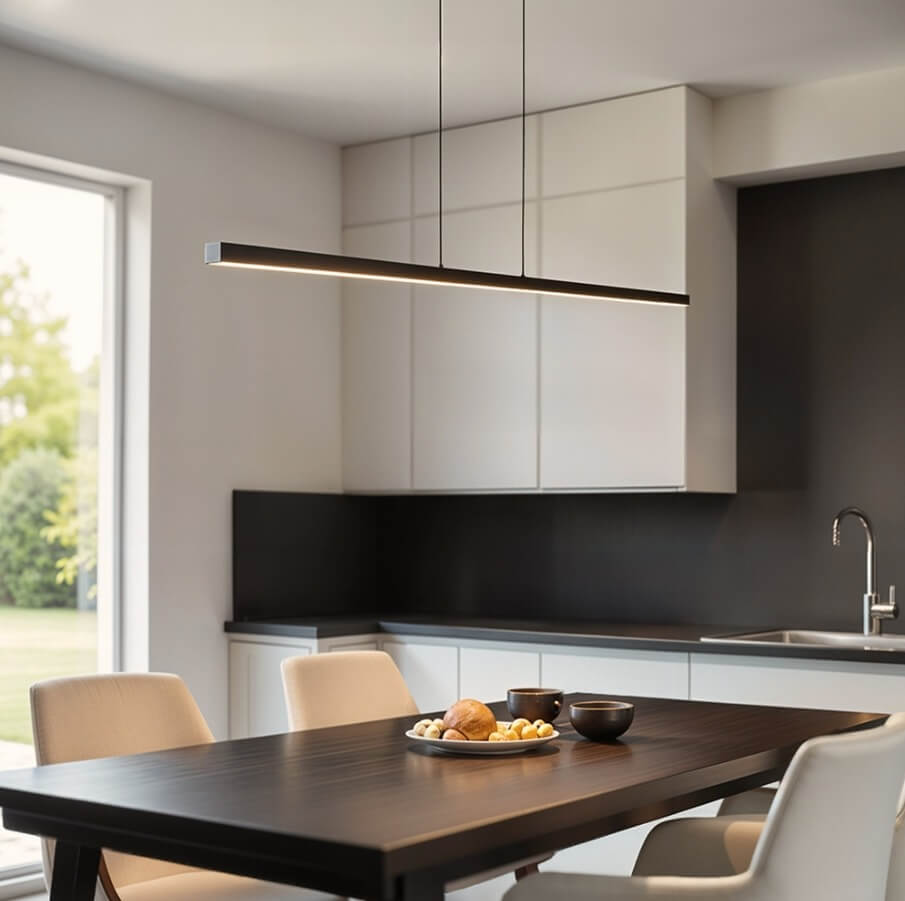 Lampa wisząca liniowa Merida nad stół do jadalni - czarna 120 cm