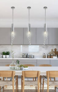 Lampa wisząca z kryształkami Duero nad blat kuchenny - chrom