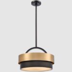 Alabastrowa lampa wisząca do salonu Coburg 4 – mosiądz czerń