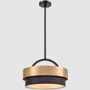 Alabastrowa lampa wisząca do salonu Coburg 4 – mosiądz czerń