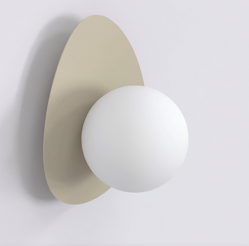 Metalowy kinkiet Ovo K1 do sypialni obok łóżka - beżowy