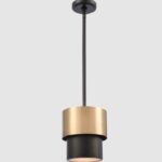 Alabastrowa smukła lampa wisząca Coburg - czarno-mosiężna