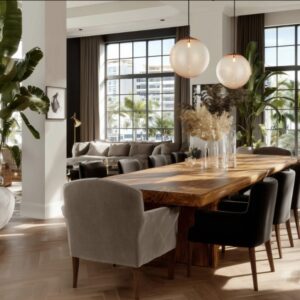 Czarna lampa wisząca nad stół - Hale z bursztynową kulą