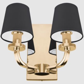 Nowojorski kinkiet ścienny New York złota podstawa i czarne klosze.