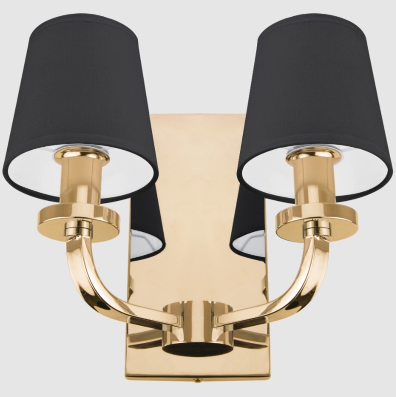 Nowojorski kinkiet ścienny New York złota podstawa i czarne klosze.