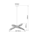 Rattanowa lampa wisząca Raya do salonu - rysunek techniczny