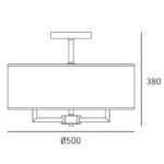 Rysunek techniczny plafonu Lilly o szerokości 50 cm.