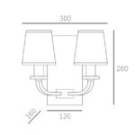 Rysunek techniczny kinkietu New York o szerokości 30 cm.
