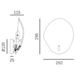 Rysunek techniczny kinkietu Wellington z zaznaczonymi wymiarami wysokości i szerokości.