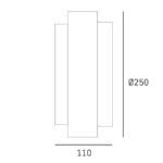 Rysunek techniczny kinkietu Coburg z kloszem z alabastru.