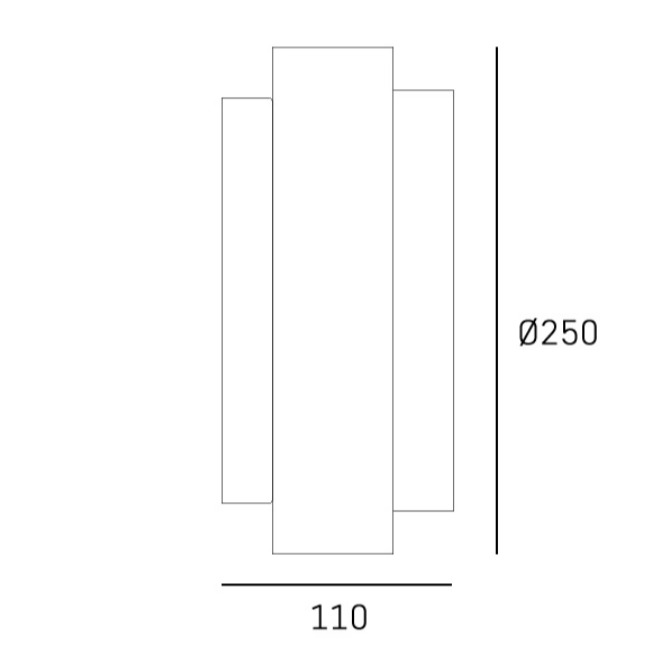 Rysunek techniczny kinkietu Coburg z kloszem z alabastru.
