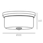Rysunek techniczny prezentujący wymiary plafonu Dresden
