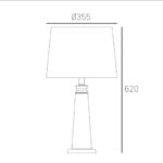 Rysunek techniczny z wymiarami lampy Charlotte Cosmolight