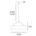 Rysunek techniczny lampy Coburg o średnicy 40cm.
