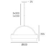 Rysunek techniczny lampy wiszącej Coburg o średnicy 60 cm