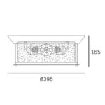 Rysunek techniczny plafonu Warwick o szerokości 39,5 cm.