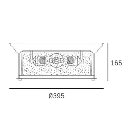 Rysunek techniczny plafonu Warwick o szerokości 39,5 cm.