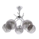 Srebrny żyrandol klasyczny Cesar - lustrzane klosze