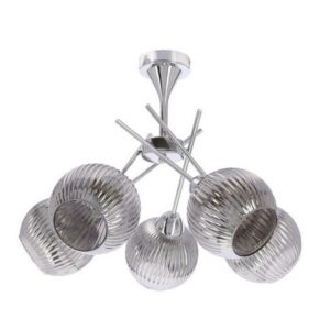 Srebrny żyrandol klasyczny Cesar - lustrzane klosze