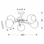 Srebrna lampa wisząca Cesar do salonu – rysunek techniczny