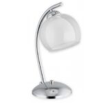 Srebrna lampka stołowa Altea - szklany przezroczysty klosz