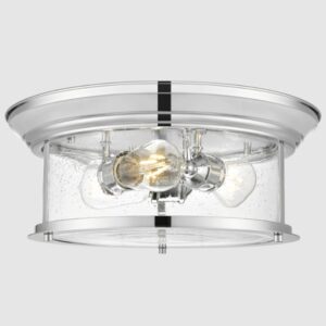 Chromowany plafon Warwick 40 – szklany klosz