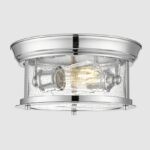 Srebrny plafon sufitowy Warwick -szklany okrągły klosz