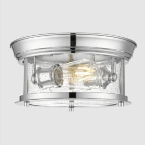 Srebrny plafon sufitowy Warwick 28 - szklany klosz z pęcherzykami