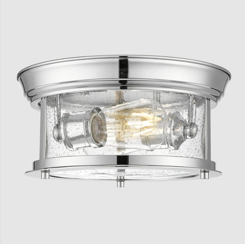 Srebrny plafon sufitowy Warwick -szklany okrągły klosz