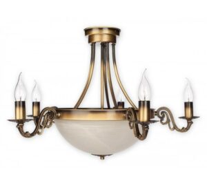 Świecznikowy żyrandol Arkadia Plus 7 - klosz biały alabaster