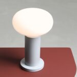 Szara lampka stołowa Flo Grey 19 - na stolik nocny